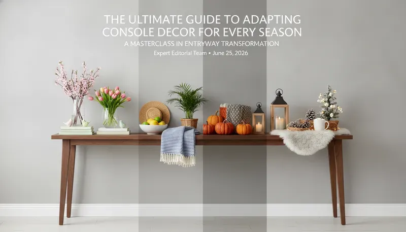 Seasonal console table decor with flowers and seasonal accessories