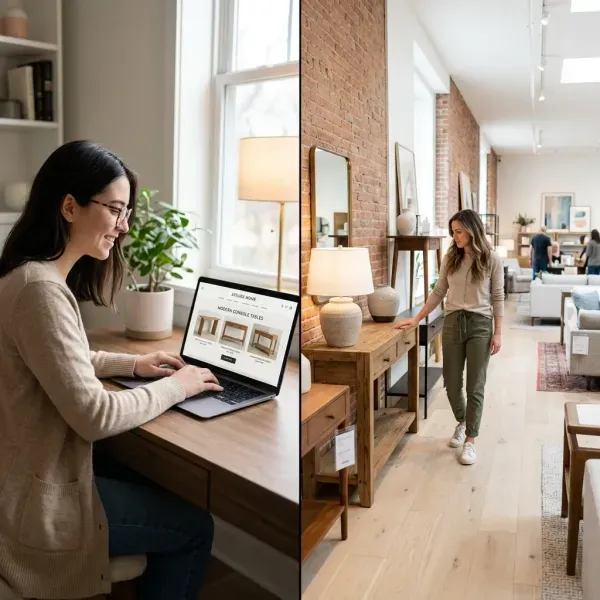 Online versus in-store console table shopping comparison
