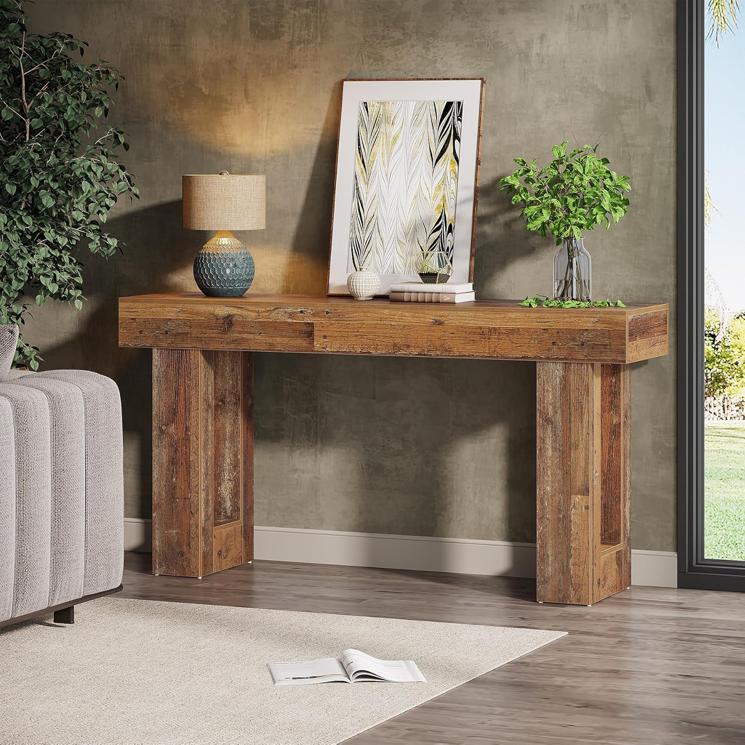 Tribesigns 63-Inch Long Console Table, Wooden Rectangular Sofa Table Behind The Couch, Farmhouse Entryway Table for Entrance, Hallway, Living Room (Black) — photo 3