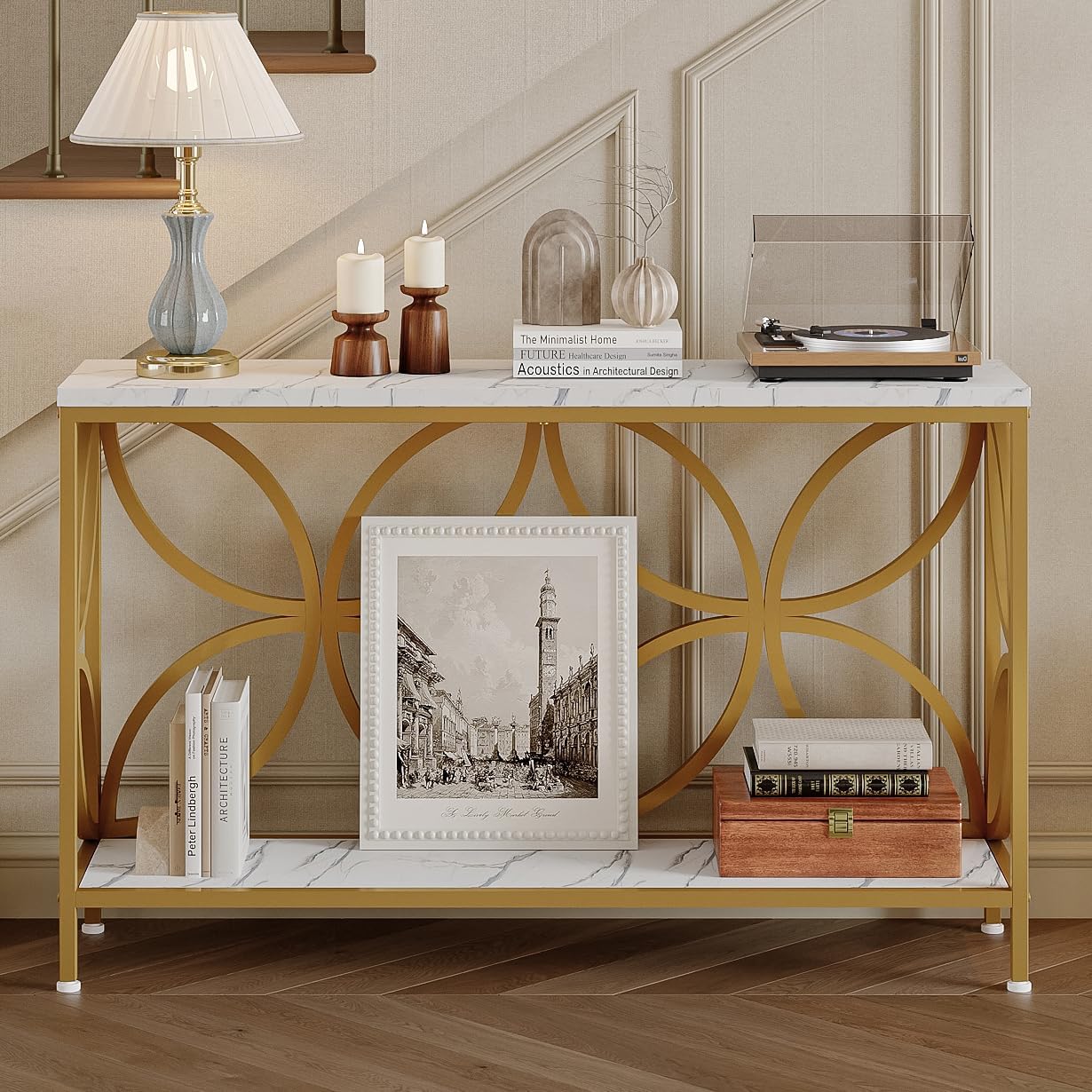 GiftGo Narrow Sofa Table 47.2 Inch, Industrial Sofa Table Behind Couch, Vintage Entry Console Table with Storage for Entryway, Living Room, Foyer, Elegant Design (Rustic Brown, 47.2) — photo 3