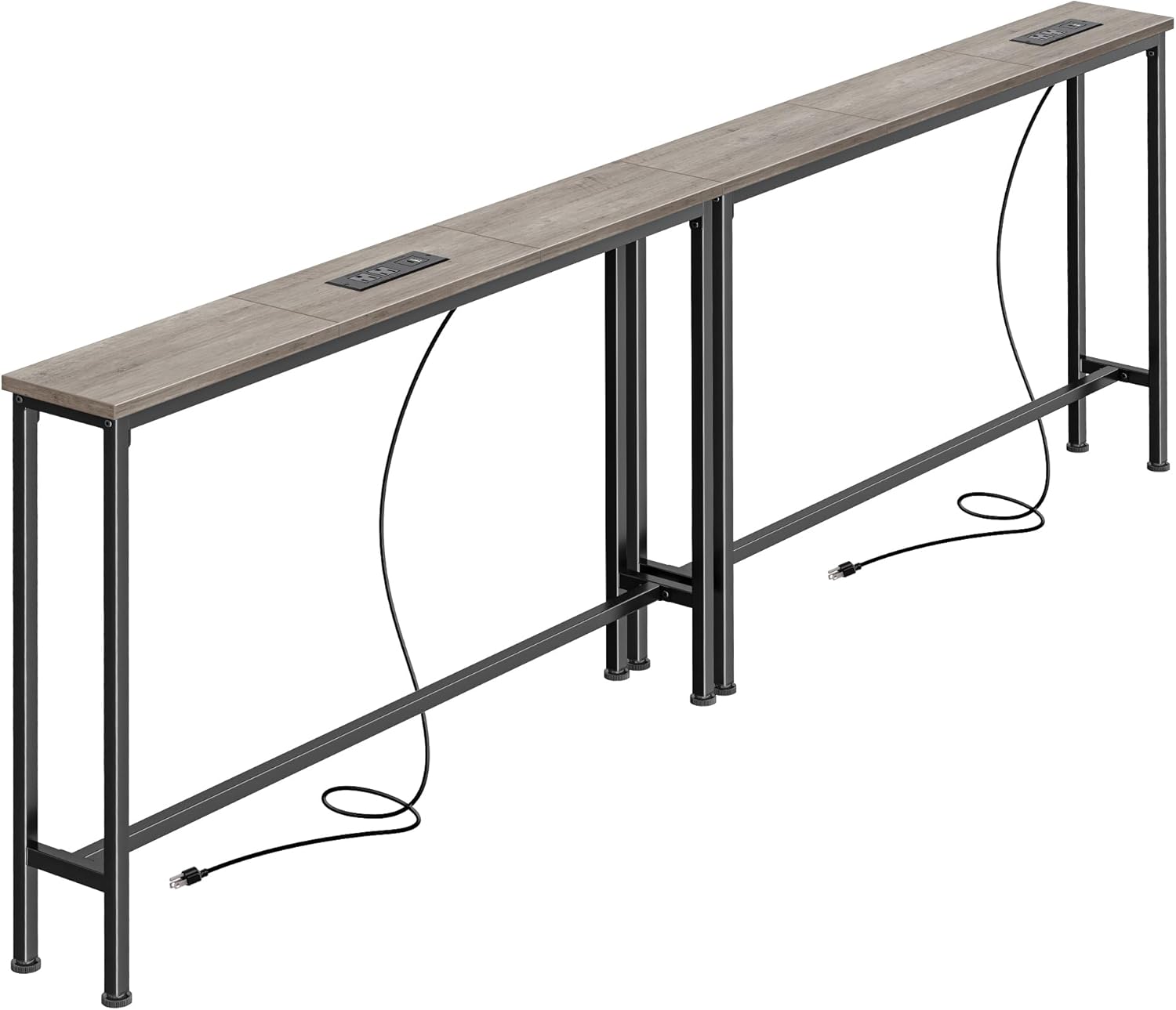 SUPERJARE 78.8 Inch Narrow Console Table with Outlet, Sofa Tables, Behind Couch Table, Long Entryway Tables with Charging Station, for Living Room, Charcoal Gray