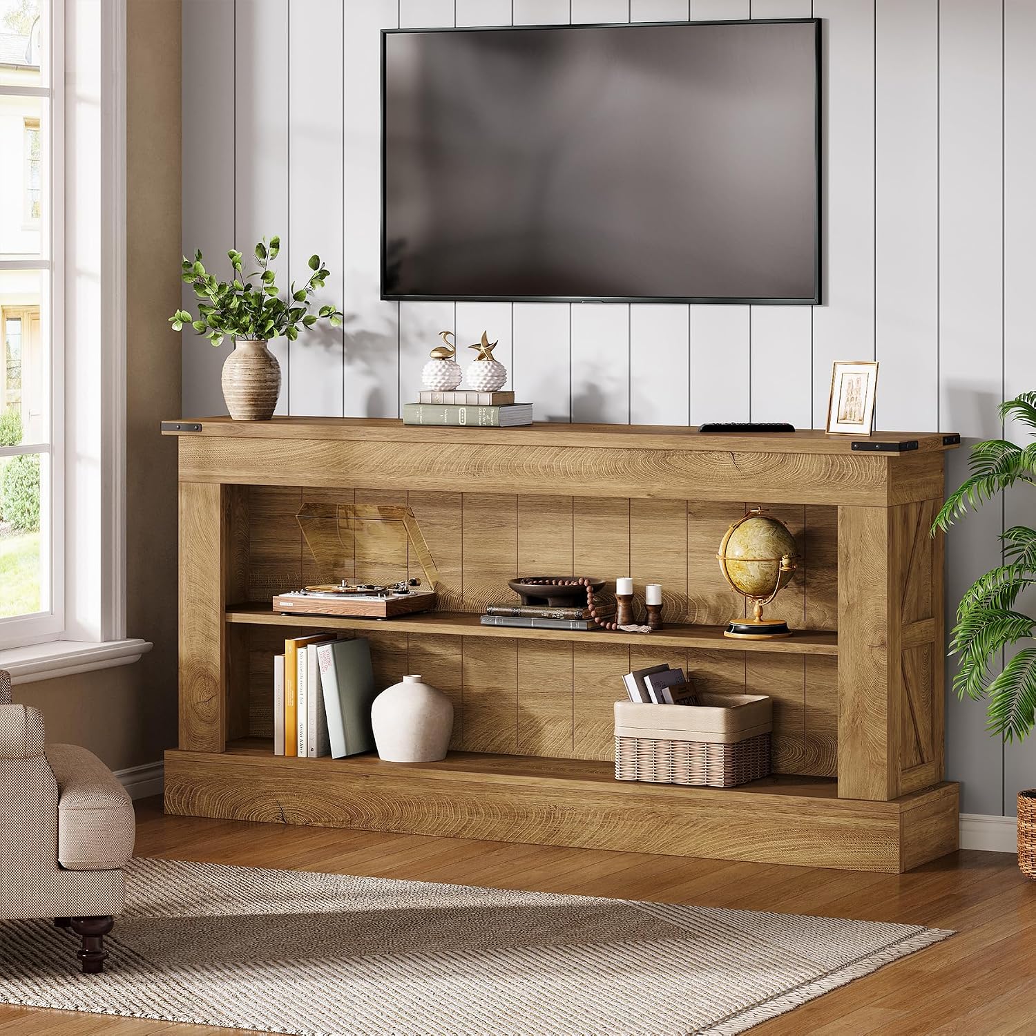 Tribesigns 63-Inch Long Console Table for Entryway, Narrow Long Entry Table with Shelves for Living Room, Farmhouse Sofa Console Behind Couch, for Foyer, Hallway, Brown — photo 3