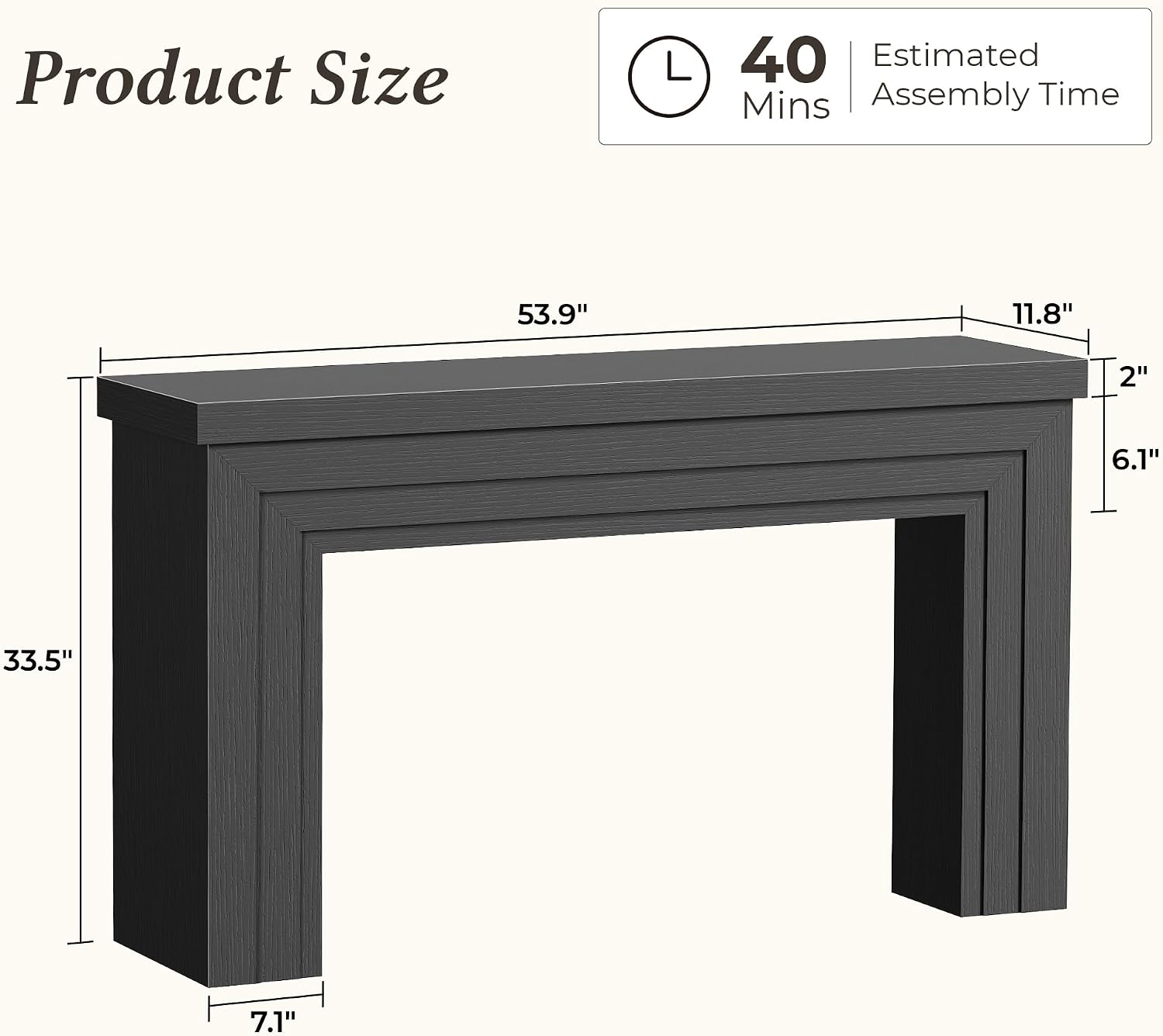 Huuger 54 Inch Entryway Table, Rectangular Console Table for Living Room | Farmhouse Sofa Table Behind the Couch, Long for Entrance, Hallway, Foyer, Rustic Brown — photo 2