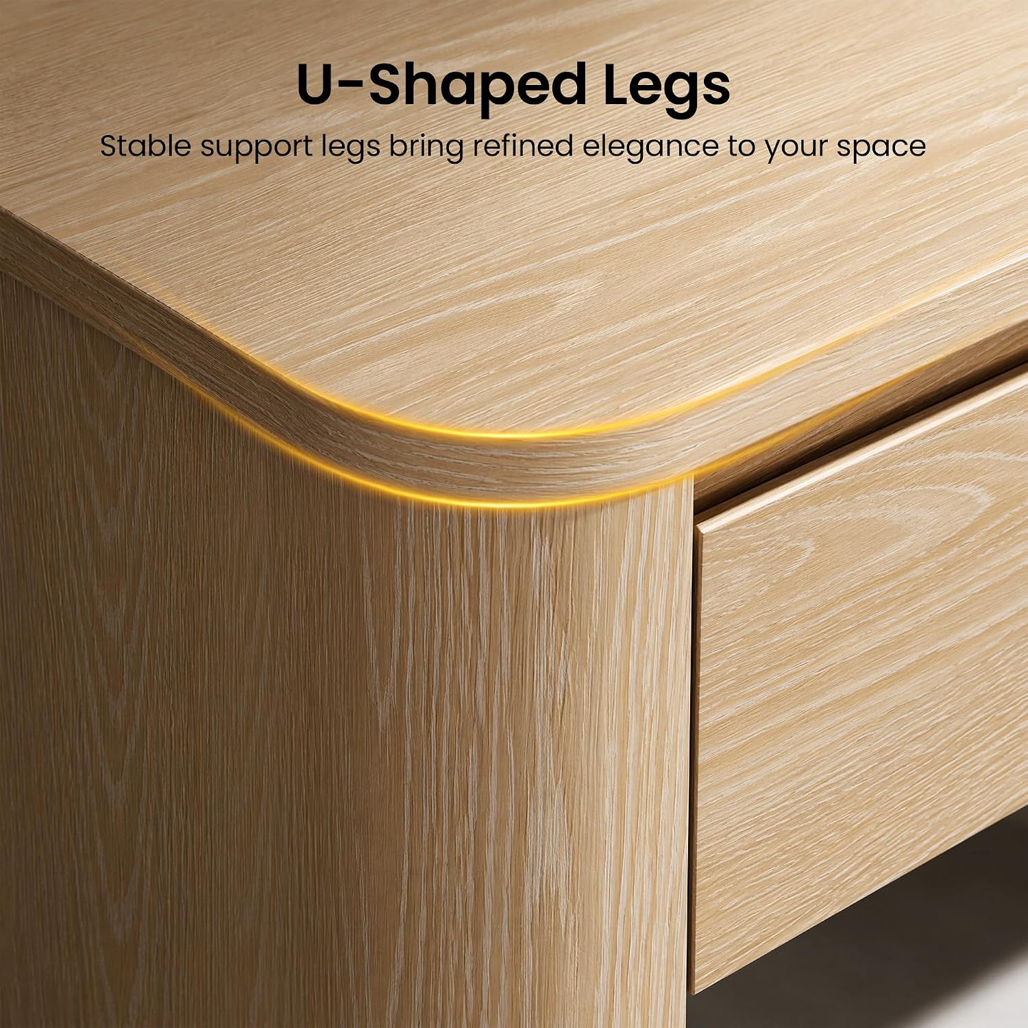 59" Console Table with 2 Drawers, Narrow Entryway Sofa Table with Rounded Corners for Living Room, Entrance, Foyer, Natural Oak — photo 3
